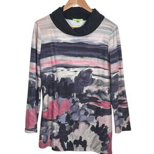 Trisha Tyler Size Medium Cowl Neck Abstract Floral Design Sweater